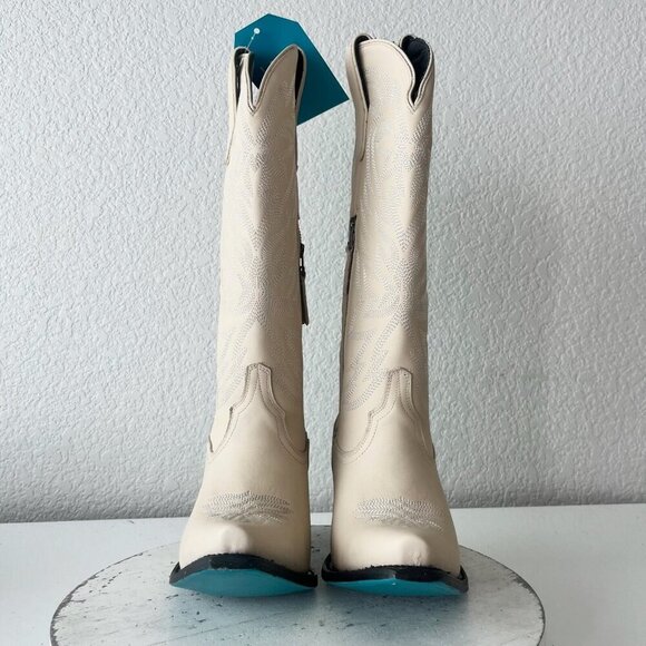 Lane SMOKESHOW Womens Cowboy Boots 9 Pale Ivory Leather Western Cowgirl Tall - Picture 6 of 12